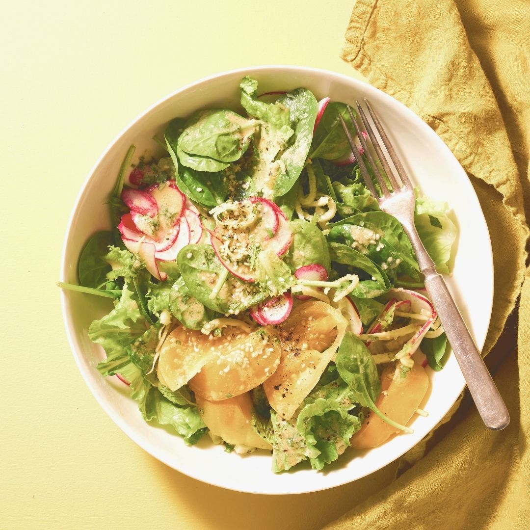 Harvest Salad with a Tahini Citrus Vinaigrette