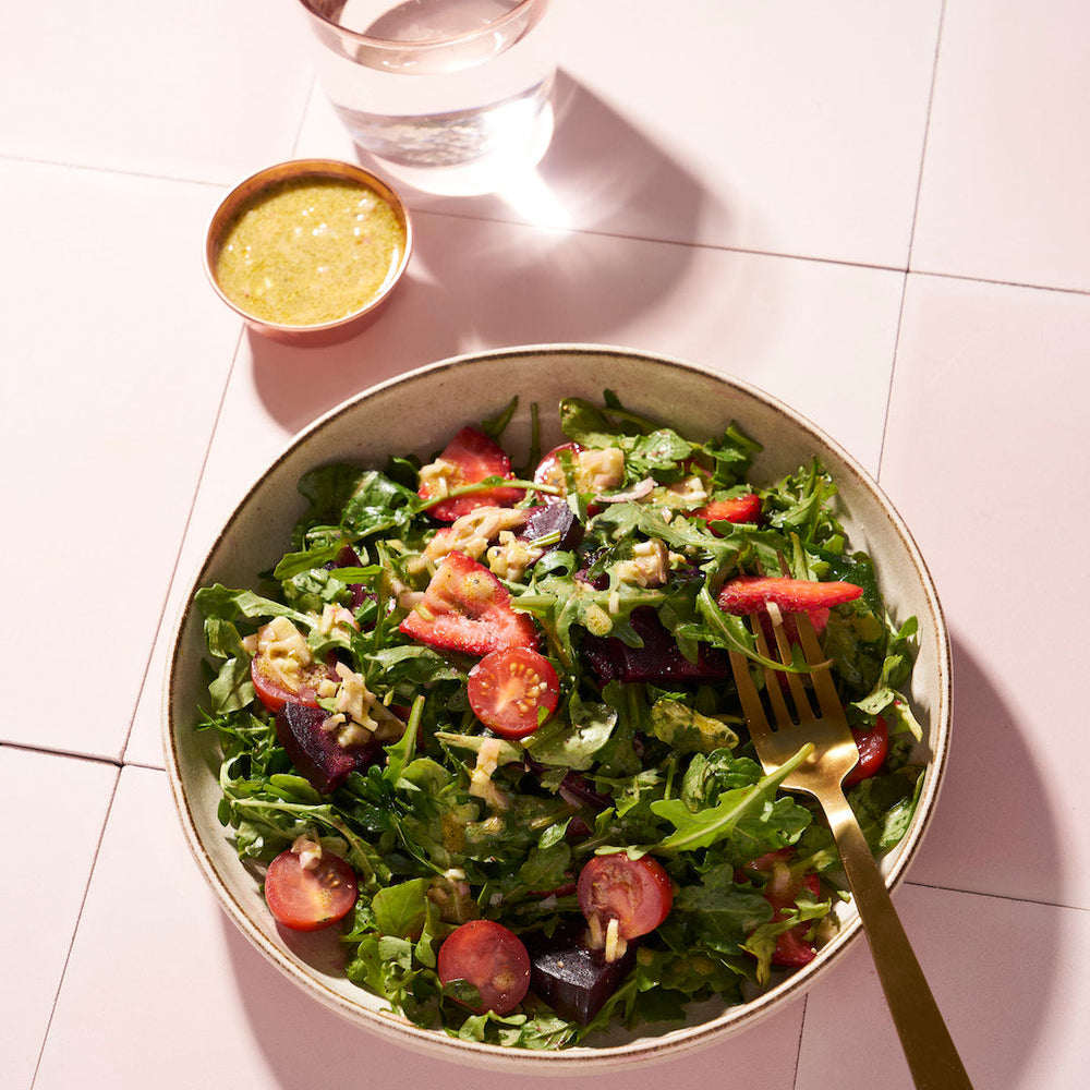 Summer Strawberry Beet Mesclun Salad