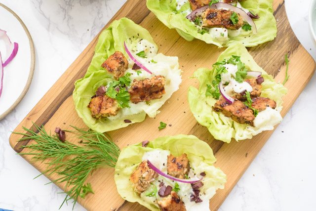 Tempeh Gyro Lettuce Wraps With Organic Tofu Tzatzik