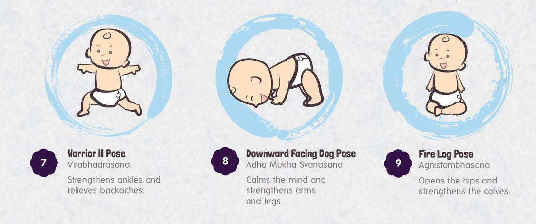 Infographic: No Excuse Yoga - 12 Poses A Baby Could Do