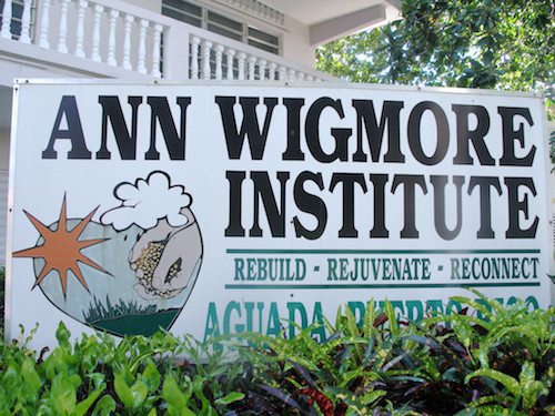 Picture of a sign that reads Ann Wigmore Institute