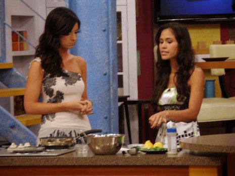 A picture of Kimberly sharing a recipe on a talk show