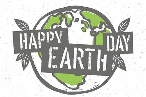 Picture of Typographic design for Earth Day. Concept Poster With Earth Symbol. Raster version. On recycled paper.