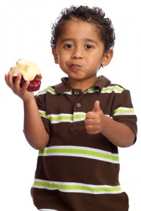 toddler apple thumbs-up