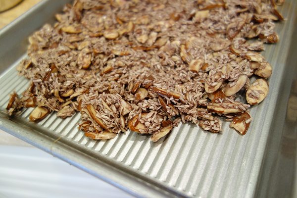 Dehydrate in a dehydrator at 105 degrees overnight, around 12-14 hours, or until the mixture has dried completely. If a dehydrator is not available, spread on greased baking sheets and bake at the lowest temperature with the door cracked open, about 3+ hours or more (depending on your oven)