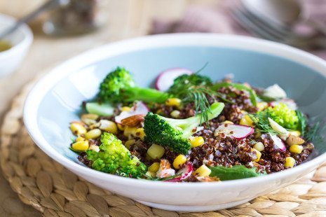 Red Quinoa, Broccoli and Corn Salad