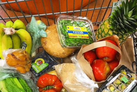 Picture of Kimberly grocery cart with healthy food choices