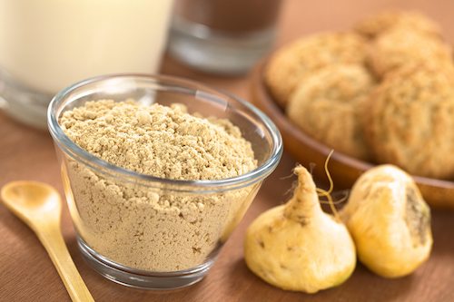 Picture of maca root and powder