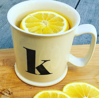 Picture of hot water with lemon.
