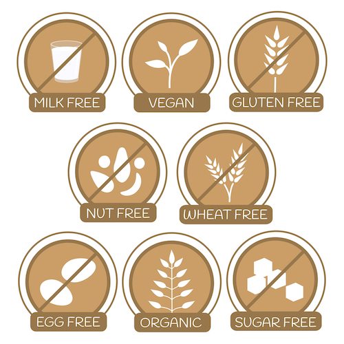 Allergens Free Products Icons.