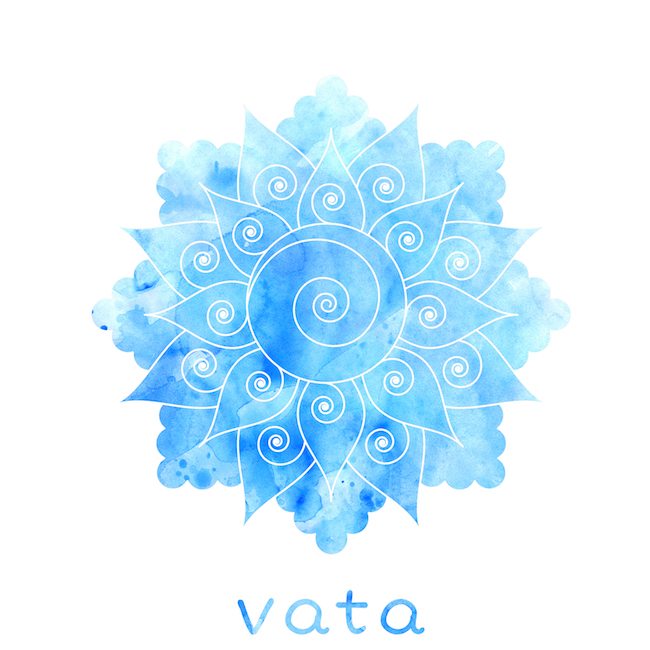 Vata dosha abstract symbol with watercolor texture. Ayurvedic body type