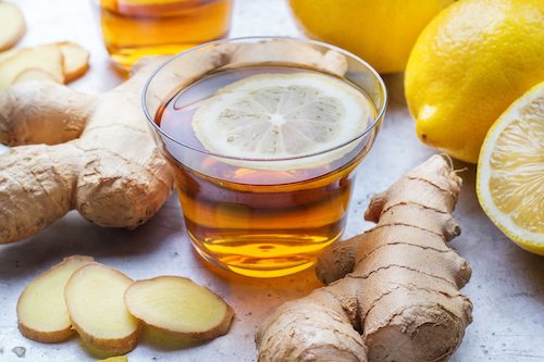 Ginger Tea In A Glass For Flu Cold Winter Days