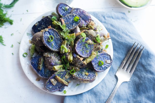 Roasted Vegetable and Purple Potato Salad