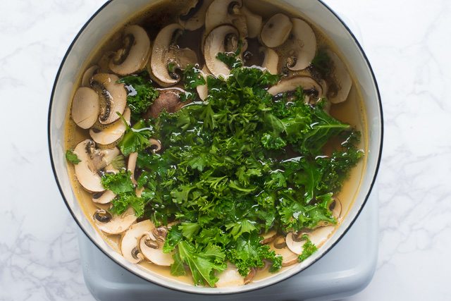 Vegan Mushroom, Kale & Parsley Tom Kha Soup