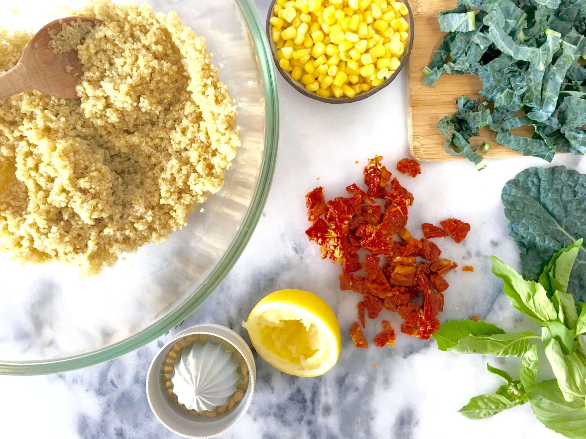 Sundried Tomato, Basil and Raw Corn Quinoa Salad Recipe 