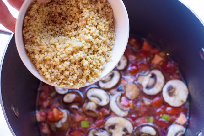 Tomato, Mushroom & Quinoa Soup