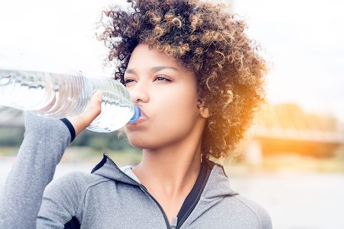 Girl Drinking Water From Bottle.