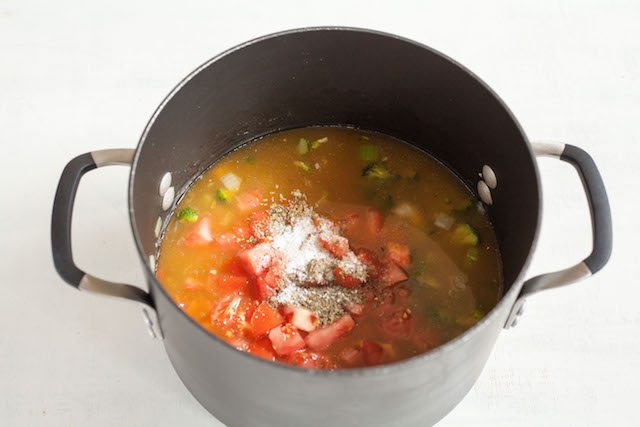 Tomato Basil Veggie Lentil Soup