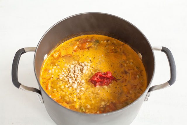Tomato Basil Veggie Lentil Soup