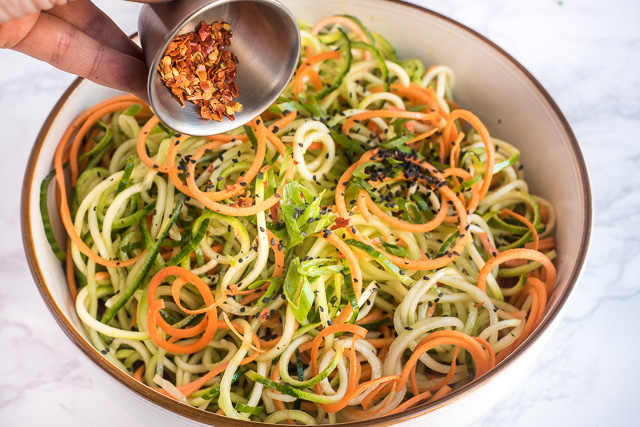 Savory Zucchini, Carrot & Cucumber Zoodles