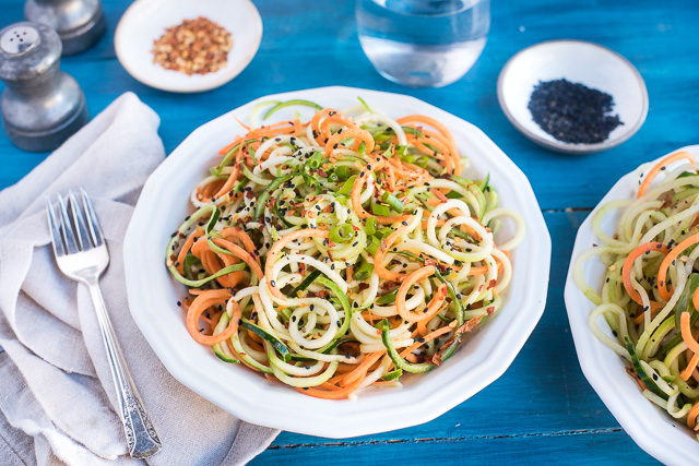 Savory Zucchini, Carrot & Cucumber Zoodles
