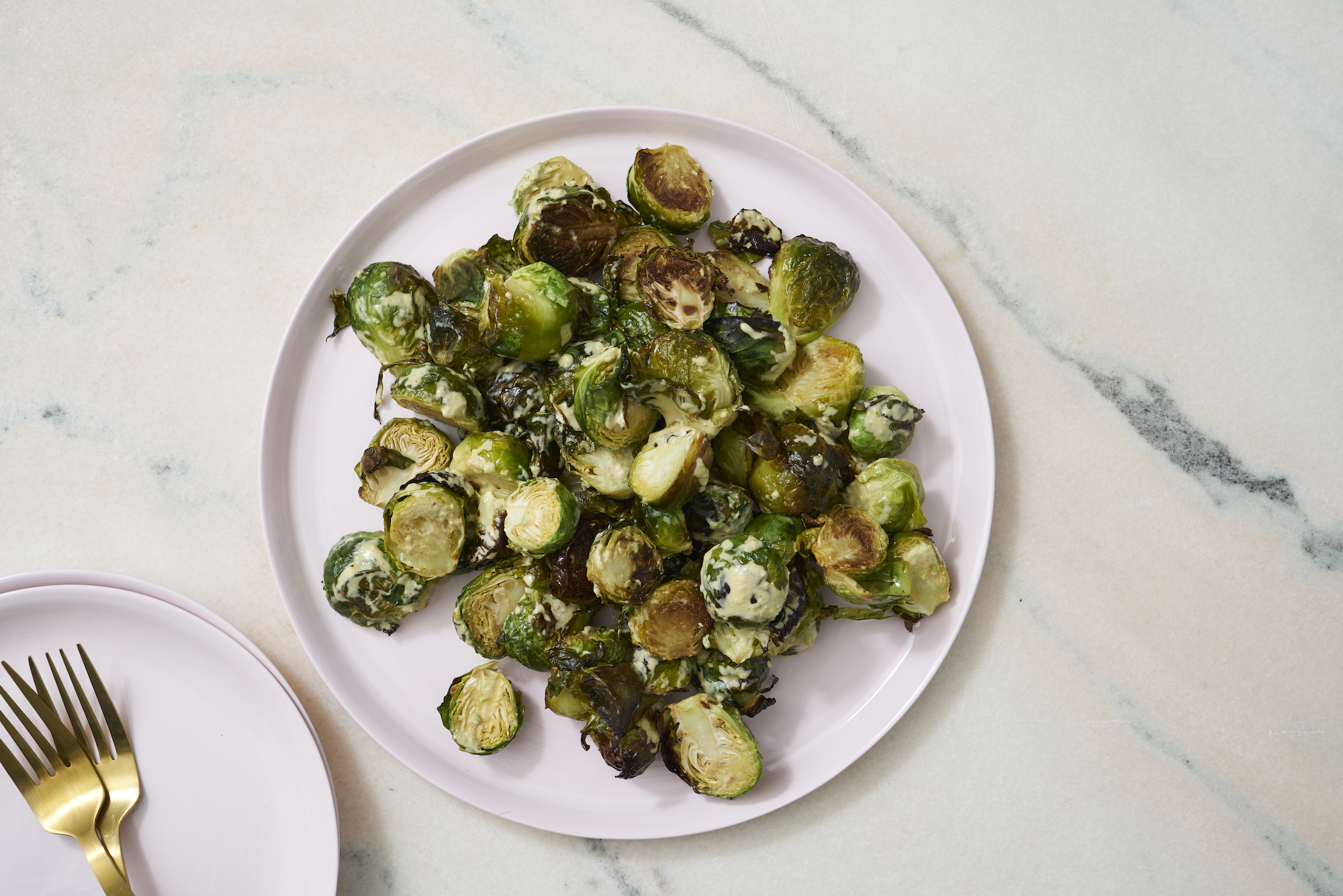 Feel Detoxed Roasted Brussels Sprouts with Spicy and Creamy Tahini