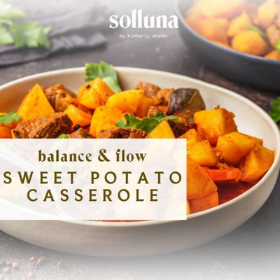 A serving of Balance and Flow sweet potato casserole.