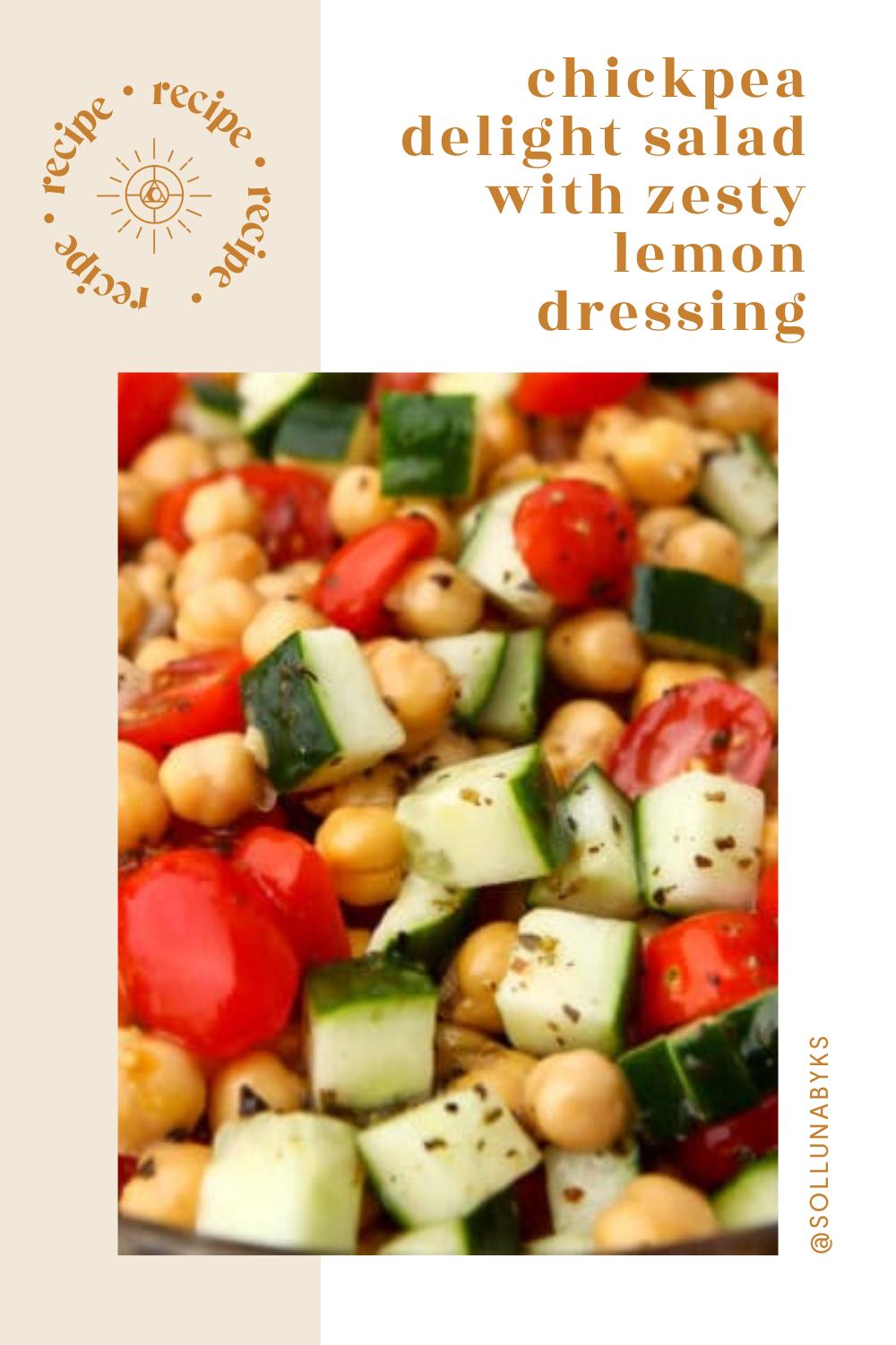 A close-up of Kimberly Snyder's chickpea delight salad with zesty lemon dressing.